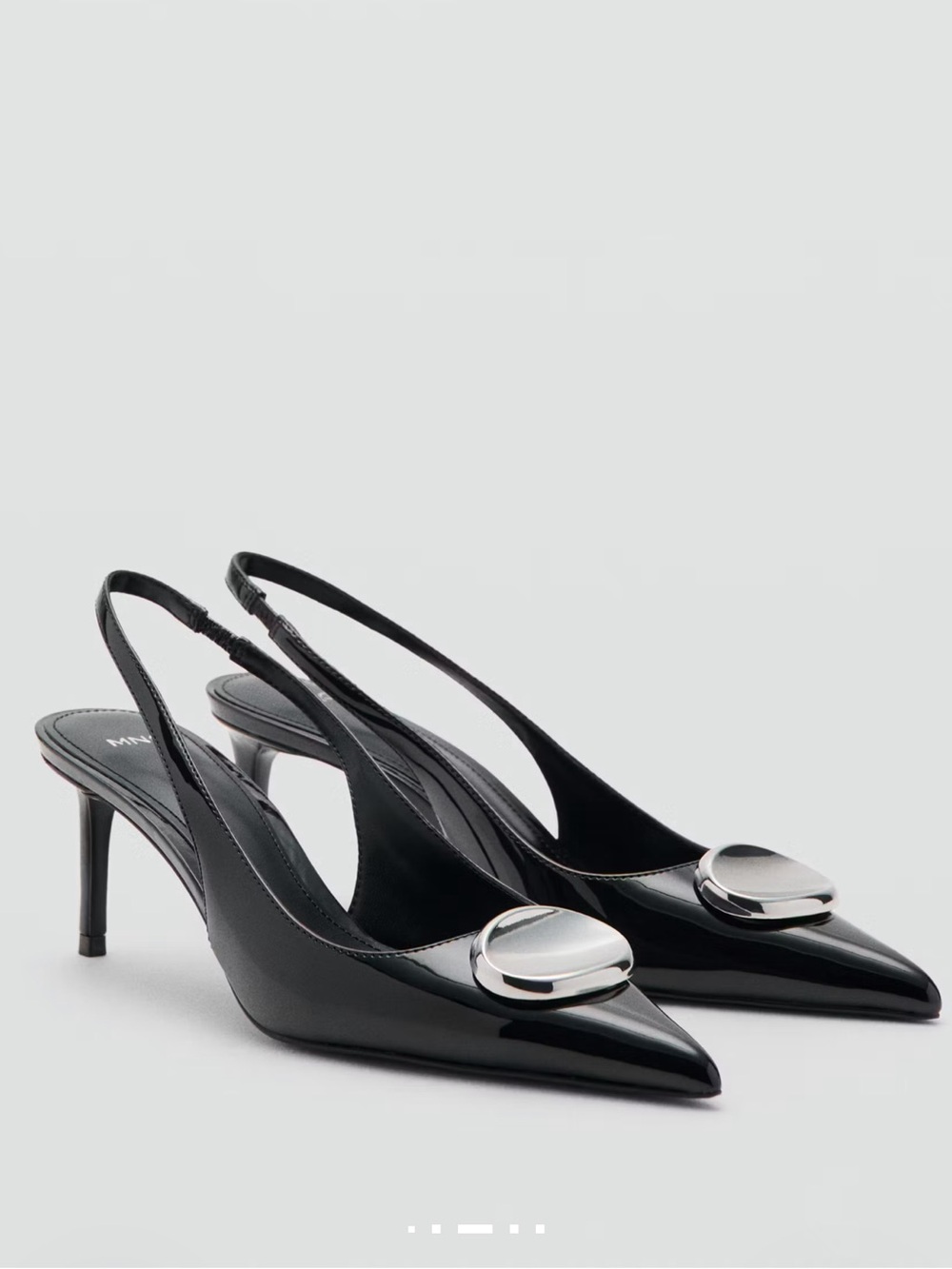 MANGO PATENT LEATHER HIGH-HEELED SHOES WITH METAL DETAIL